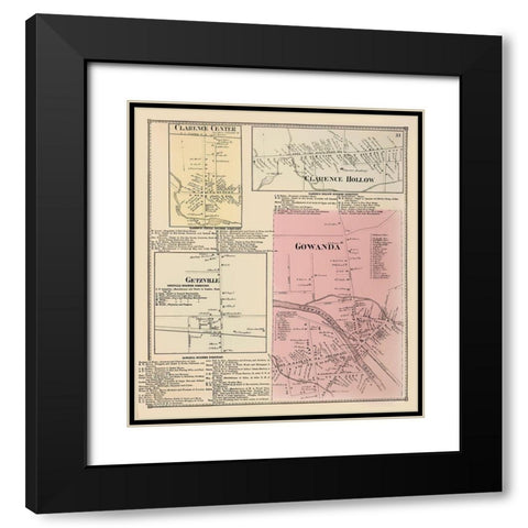 Gowanda New York Landowner - Stone 1866 Black Modern Wood Framed Art Print with Double Matting by Stone