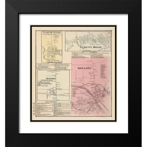 Gowanda New York Landowner - Stone 1866 Black Modern Wood Framed Art Print with Double Matting by Stone