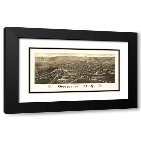 Gouverneur New York - Burleigh 1885  Black Modern Wood Framed Art Print with Double Matting by Burleigh