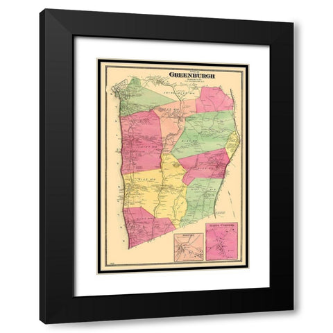 Greenburgh New York - Beers 1868 Black Modern Wood Framed Art Print with Double Matting by Beers