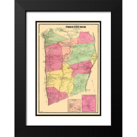 Greenburgh New York - Beers 1868 Black Modern Wood Framed Art Print with Double Matting by Beers