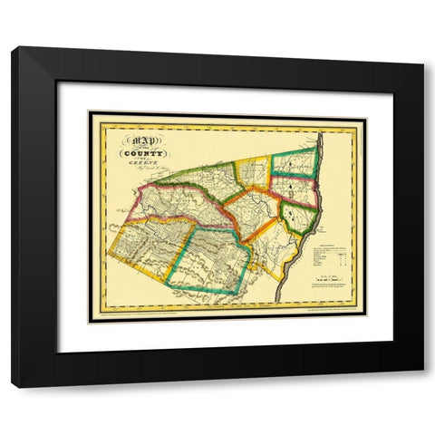 Greene New York Landowner - Burr 1829 Black Modern Wood Framed Art Print with Double Matting by Burr