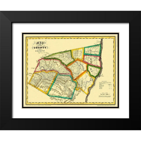 Greene New York Landowner - Burr 1829 Black Modern Wood Framed Art Print with Double Matting by Burr