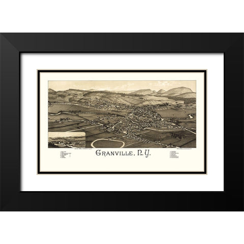 Granville New York - Burleigh 1886  Black Modern Wood Framed Art Print with Double Matting by Burleigh