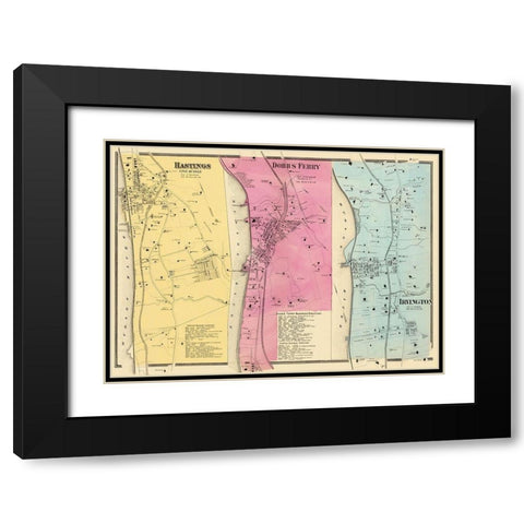 Hastings Dobbs Ferry Irvington New York Landowner Black Modern Wood Framed Art Print with Double Matting by Beers