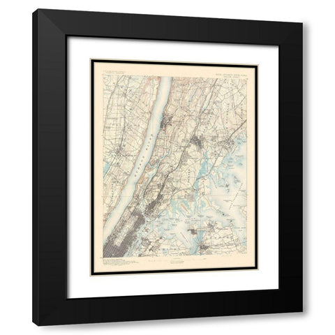Harlem New York New Jersey Sheet - USGS 1891 Black Modern Wood Framed Art Print with Double Matting by USGS