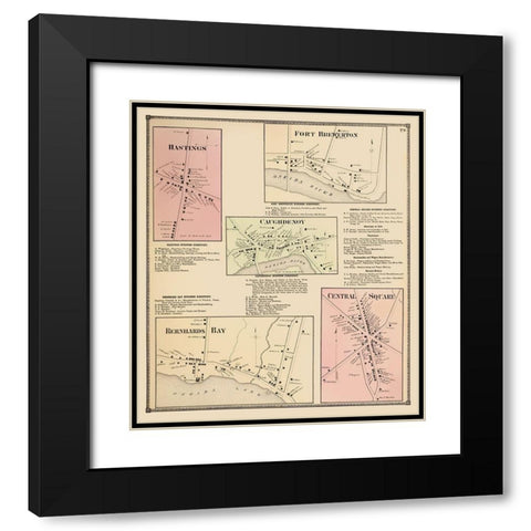 Hastings New York Landowner - Stone 1867 Black Modern Wood Framed Art Print with Double Matting by Stone