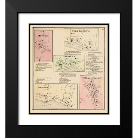Hastings New York Landowner - Stone 1867 Black Modern Wood Framed Art Print with Double Matting by Stone