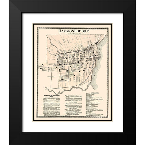 Hammondsport New York Landowner - Beers 1873 Black Modern Wood Framed Art Print with Double Matting by Beers