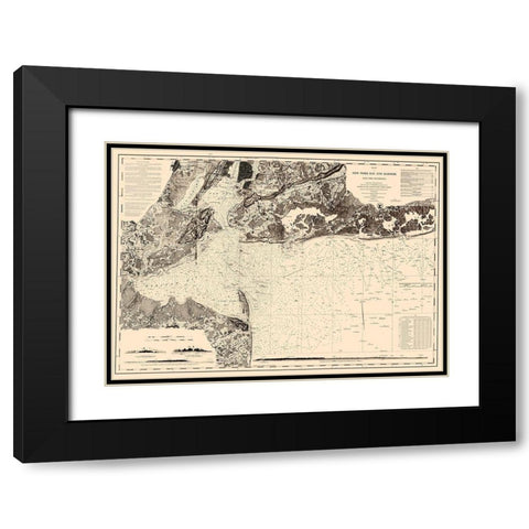 New York Bay and Harbor - USCS 1845 Black Modern Wood Framed Art Print with Double Matting by USCS