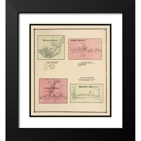 Hinmansville New York Landowner - Stone 1866 Black Modern Wood Framed Art Print with Double Matting by Stone