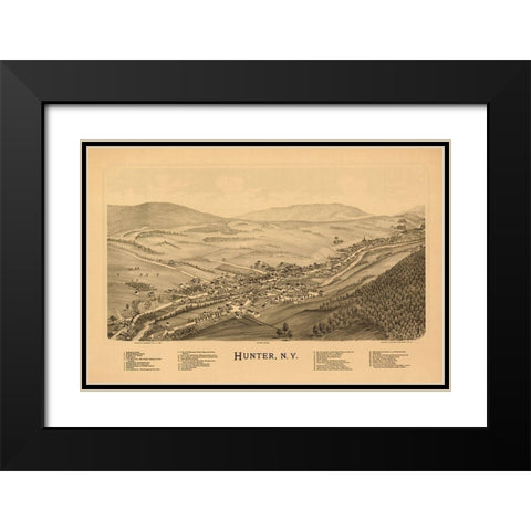 Hunter New York - Burleigh 1890  Black Modern Wood Framed Art Print with Double Matting by Burleigh