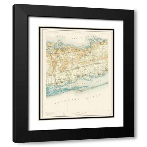 Islip New York Quad - USGS 1904 Black Modern Wood Framed Art Print with Double Matting by USGS
