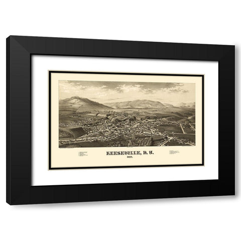 Keeseville New York - Burleigh 1887  Black Modern Wood Framed Art Print with Double Matting by Burleigh