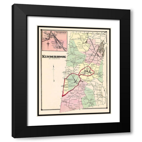 Kinderhook New York Landowner - Beers 1873 Black Modern Wood Framed Art Print with Double Matting by Beers