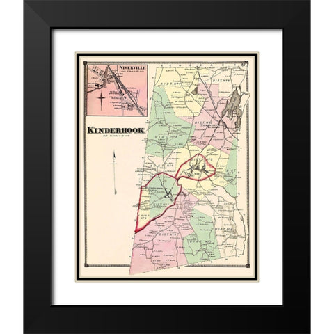 Kinderhook New York Landowner - Beers 1873 Black Modern Wood Framed Art Print with Double Matting by Beers