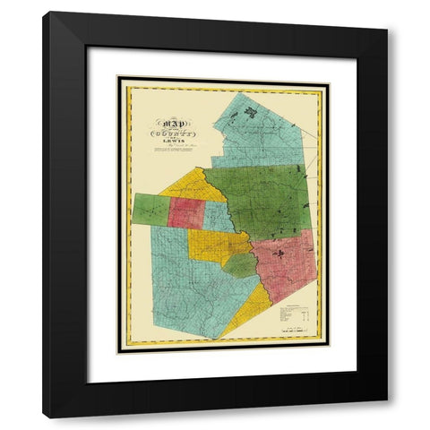 Lewis New York Landowner - Burr 1829 Black Modern Wood Framed Art Print with Double Matting by Burr