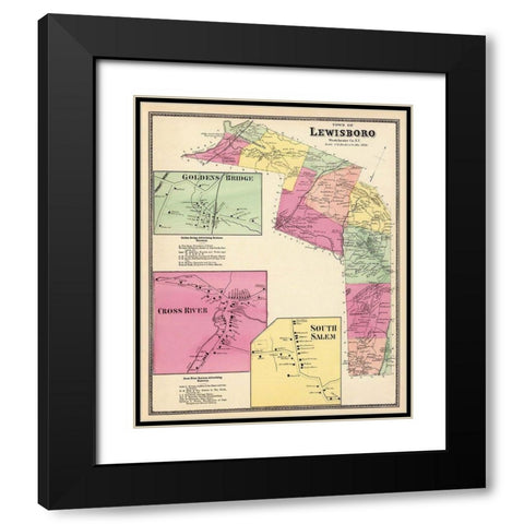 Lewisboro New York Landowner - Beers 1868 Black Modern Wood Framed Art Print with Double Matting by Beers