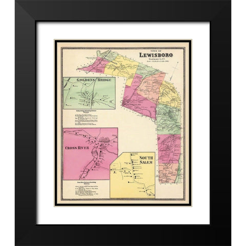 Lewisboro New York Landowner - Beers 1868 Black Modern Wood Framed Art Print with Double Matting by Beers