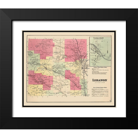 Lebanon New York Landowner - Whitman 1875 Black Modern Wood Framed Art Print with Double Matting by Whitman