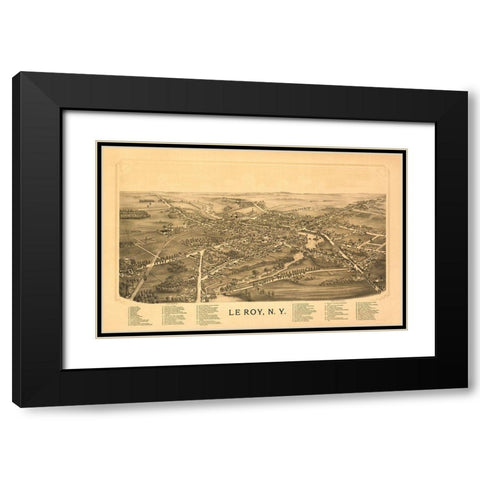 Le Roy New York - Burleigh 1892  Black Modern Wood Framed Art Print with Double Matting by Burleigh