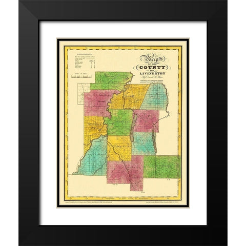 Livingston New York Landowner - Burr 1829 Black Modern Wood Framed Art Print with Double Matting by Burr