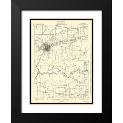Lockport New York Quad - USGS 1902 Black Modern Wood Framed Art Print with Double Matting by USGS