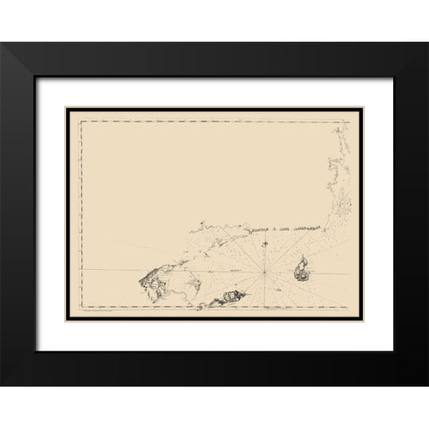 Long Island Sound Entrance - Des Barres 1779 Black Modern Wood Framed Art Print with Double Matting by Des Barres