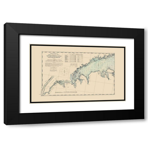 Long Island Sound, New York to Norwalk - Hurd 1893 Black Modern Wood Framed Art Print with Double Matting by Hurd