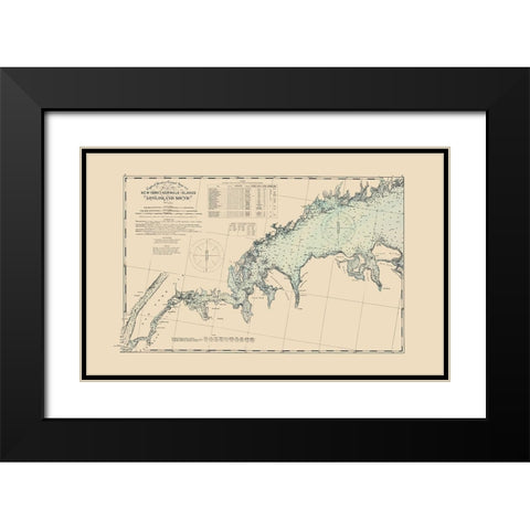 Long Island Sound, New York to Norwalk - Hurd 1893 Black Modern Wood Framed Art Print with Double Matting by Hurd