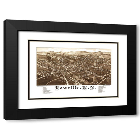 Lowville New York - Burleigh 1885  Black Modern Wood Framed Art Print with Double Matting by Burleigh
