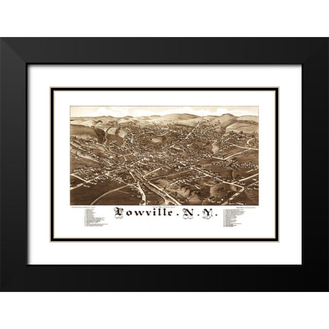 Lowville New York - Burleigh 1885  Black Modern Wood Framed Art Print with Double Matting by Burleigh