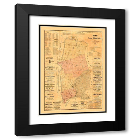 Long Island New York - Whitney 1876  Black Modern Wood Framed Art Print with Double Matting by Whitney