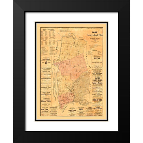 Long Island New York - Whitney 1876  Black Modern Wood Framed Art Print with Double Matting by Whitney