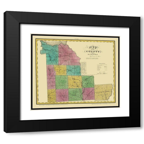 Madison New York Landowner - Burr 1829 Black Modern Wood Framed Art Print with Double Matting by Burr