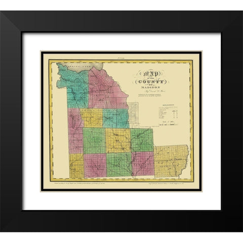 Madison New York Landowner - Burr 1829 Black Modern Wood Framed Art Print with Double Matting by Burr