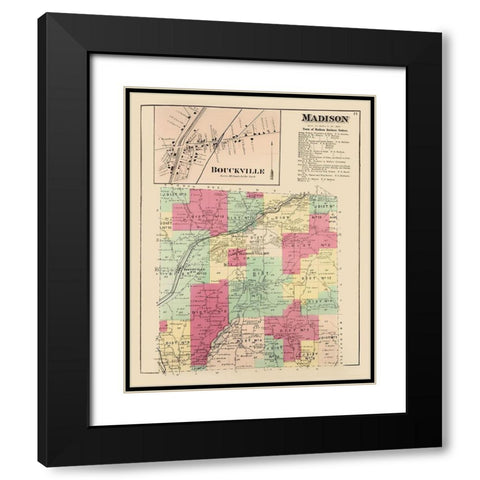 Madison New York Landowner - Whitman 1875 Black Modern Wood Framed Art Print with Double Matting by Whitman