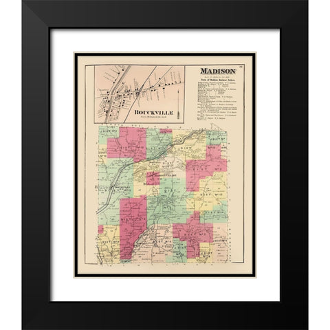 Madison New York Landowner - Whitman 1875 Black Modern Wood Framed Art Print with Double Matting by Whitman
