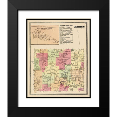 Marion New York Landowner - Beers 1874 Black Modern Wood Framed Art Print with Double Matting by Beers