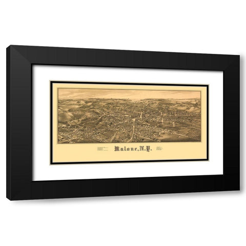 Malone New York - Burleigh 1886  Black Modern Wood Framed Art Print with Double Matting by Burleigh