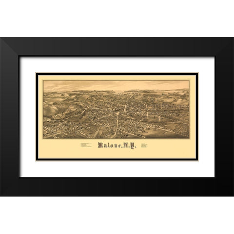 Malone New York - Burleigh 1886  Black Modern Wood Framed Art Print with Double Matting by Burleigh