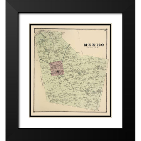 Mexico New York Landowner - Stone 1866 Black Modern Wood Framed Art Print with Double Matting by Stone