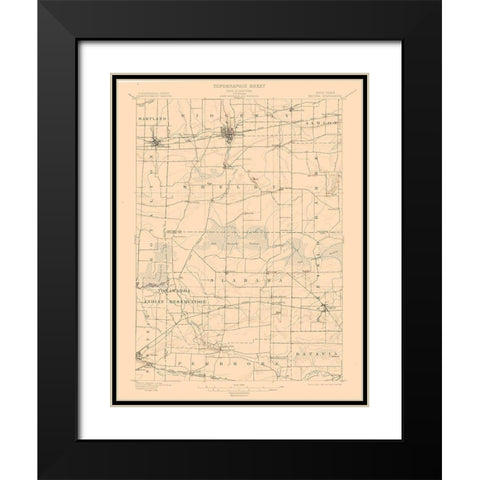 Medina New York Quad - USGS 1897 Black Modern Wood Framed Art Print with Double Matting by USGS