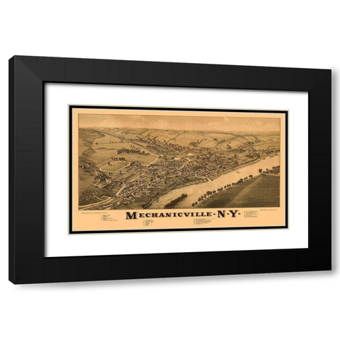 Mechanicville New York - Burleigh 1880  Black Modern Wood Framed Art Print with Double Matting by Burleigh