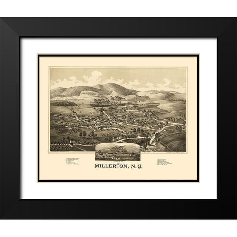 Millerton New York - Burleigh 1887  Black Modern Wood Framed Art Print with Double Matting by Burleigh