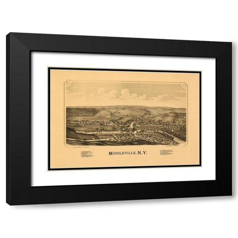 Middleville New York - Burleigh 1890  Black Modern Wood Framed Art Print with Double Matting by Burleigh