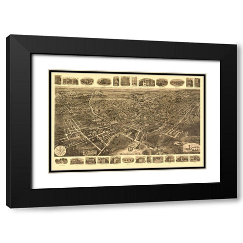 Middletown New York - Fowler 1921  Black Modern Wood Framed Art Print with Double Matting by Fowler