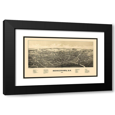 Middletown New York - Burleigh 1887  Black Modern Wood Framed Art Print with Double Matting by Burleigh