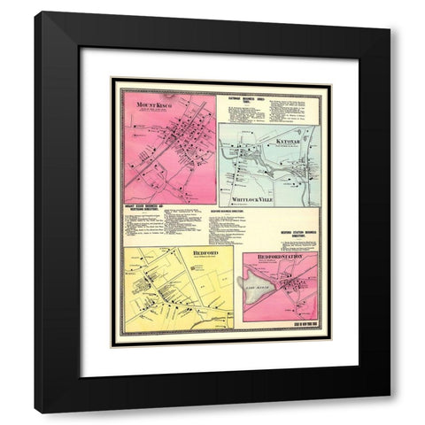 Mount Kisco New York Landowner - Beers 1868 Black Modern Wood Framed Art Print with Double Matting by Beers