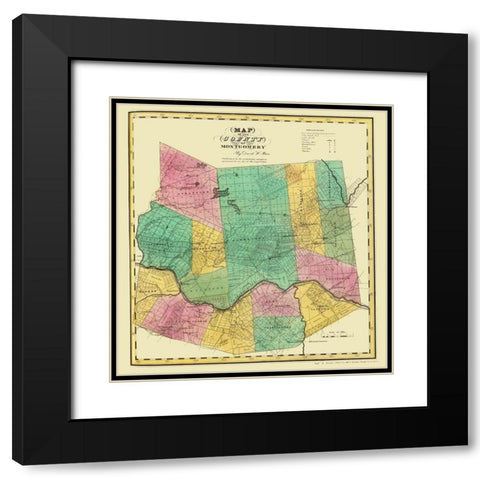 Montgomery New York Landowner - Burr 1829 Black Modern Wood Framed Art Print with Double Matting by Burr